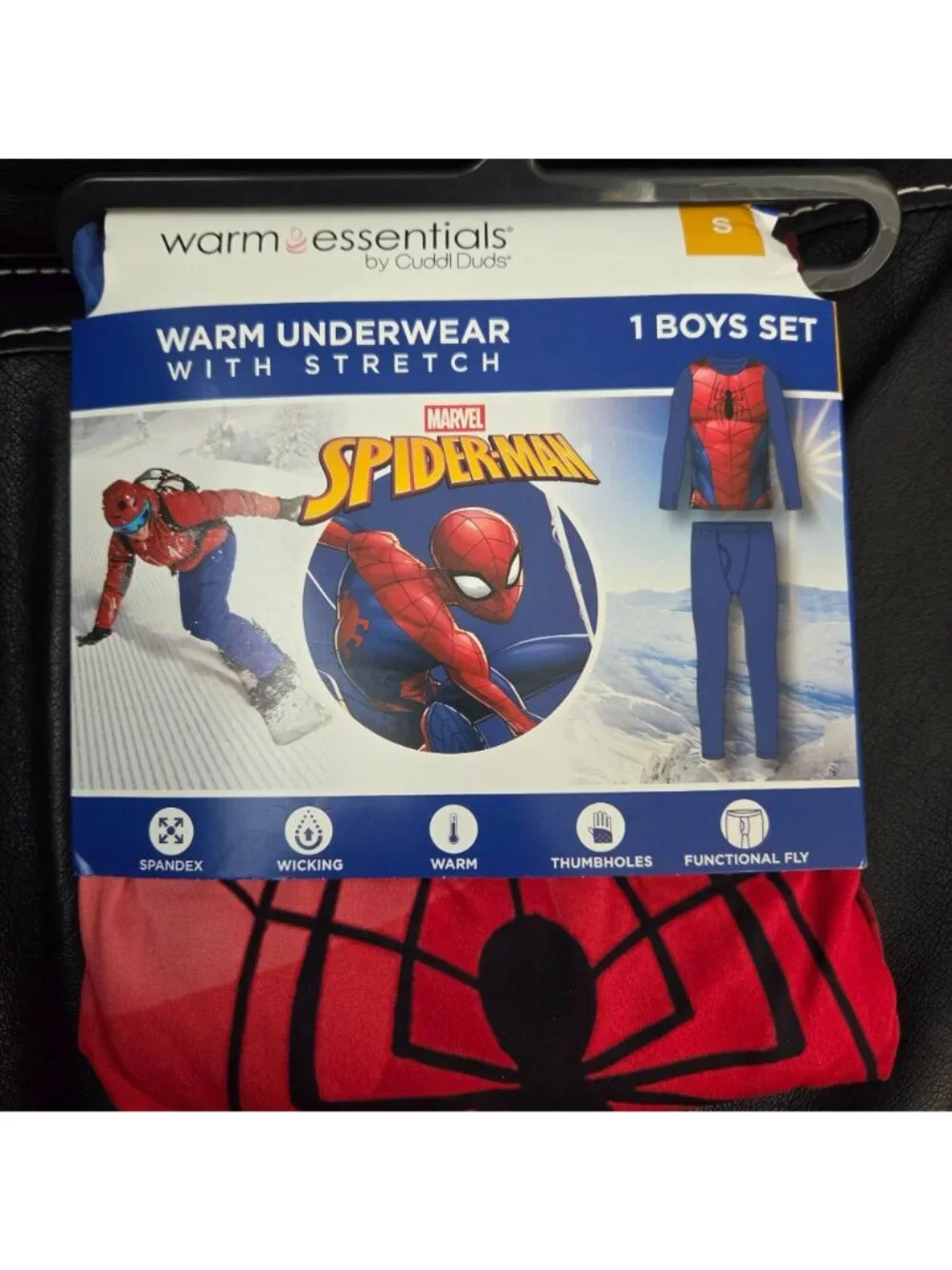 Marvel Spiderman Boys Warm Essentials Underwear Set Small Stretch Fabric With Th